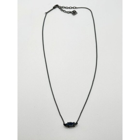 Kendra Scott Gunmetal Chain Necklace With Black Iridescent Stone Pendant - Picture 1 of 6